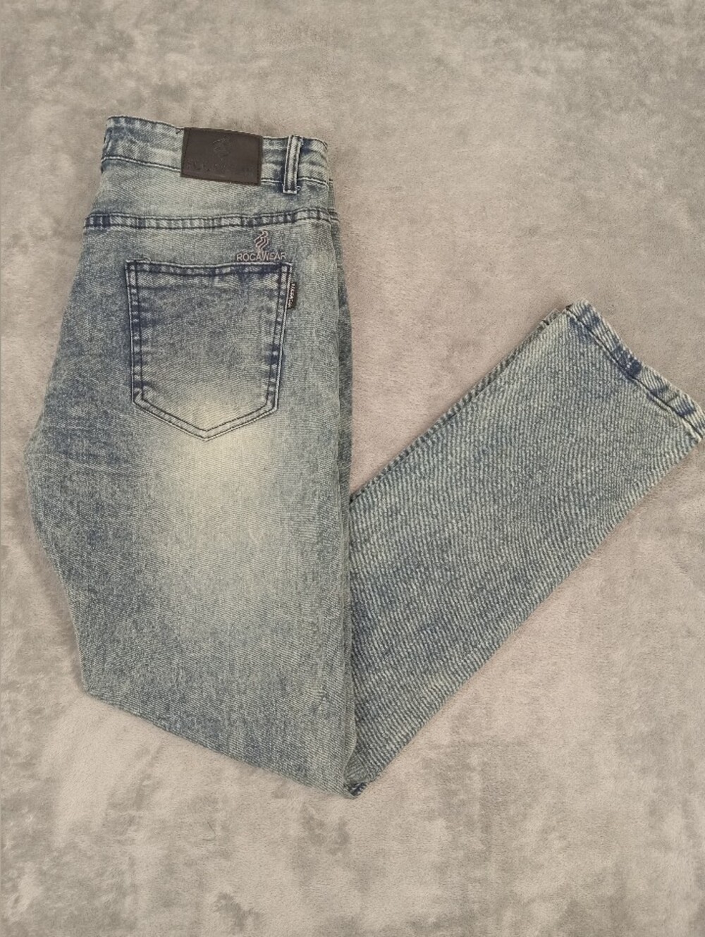 Rocawear Men's Skinny Light Blue Washed Acid Jeans 34x32